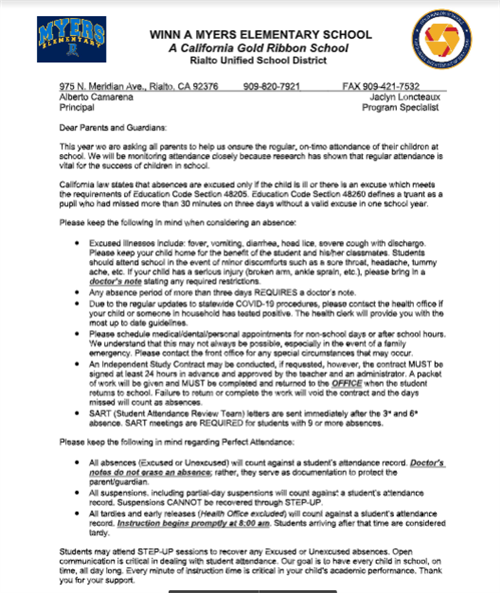 Attendance Letter